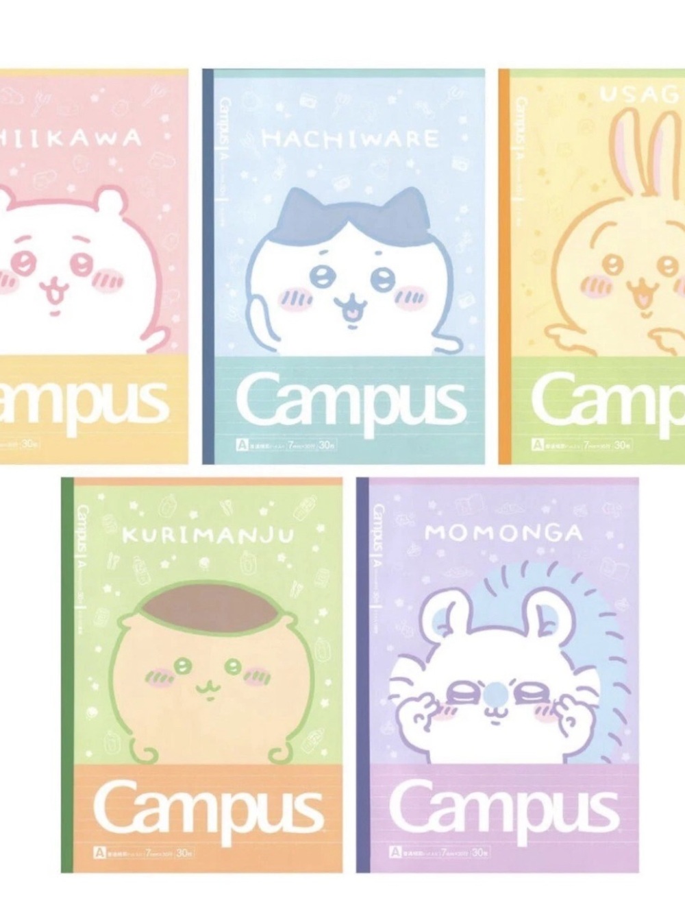 Brand New sun-star Chiikawa KOKUYO Campus Notebook Dot A Ruled 5-Pack - Classic